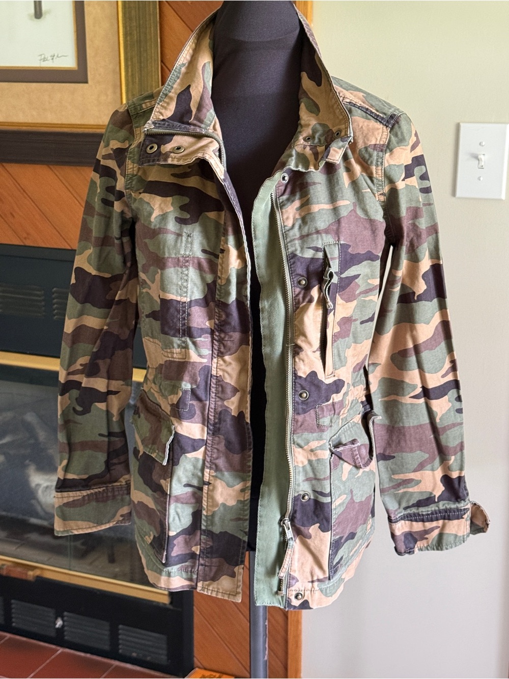 Madewell Camo Utility Jacket - Green/Brown Woodland Print - Picture 2 of 7